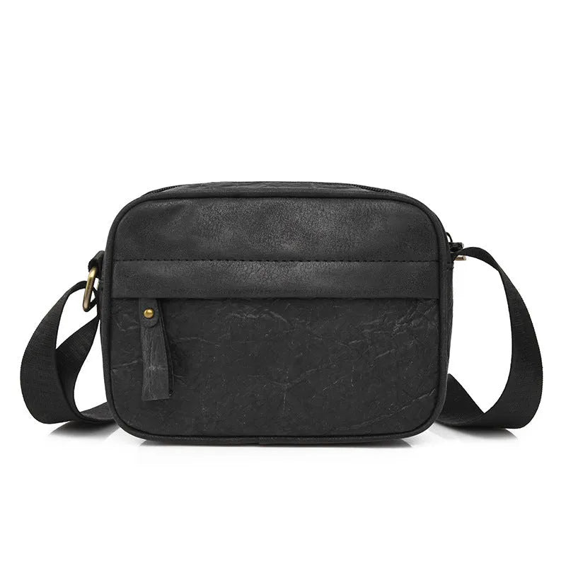 Men's retro-style crossbody bag made from paper material in a choice of colours.