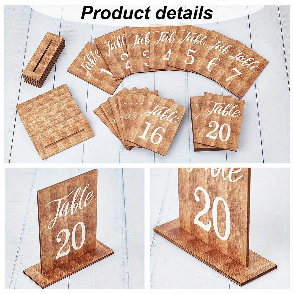 Set of 20 wooden American country style ornaments on wooden table, 10x7.4 cm each