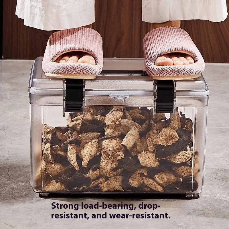 Transparent lockable ABS plastic storage box for fish maw cordyceps medicine sealed container 11L