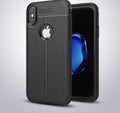 WeFor Black PU leather and silicone protective case fitted on an OnePlus 6 smartphone.