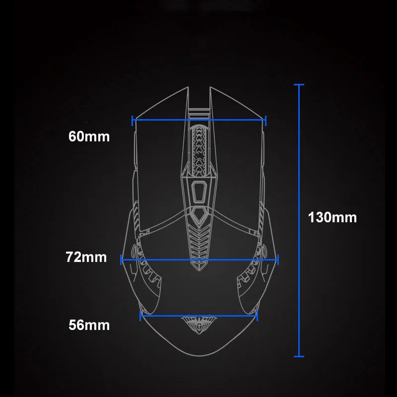 Silent wireless Bluetooth e-sports mouse in black with rechargeable 800mAh battery