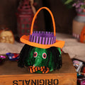 Square 16cm Halloween candy bag with pumpkin, witch, vampire, or black cat design.