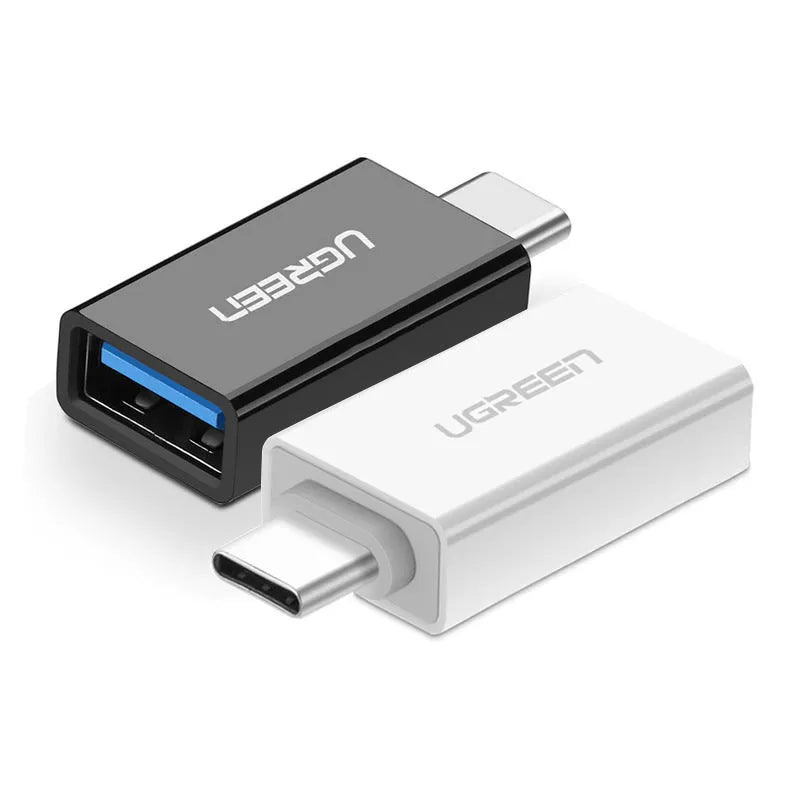 USB-C to USB 3.0 adapter for Android phones in silver aluminium shell with lanyard option