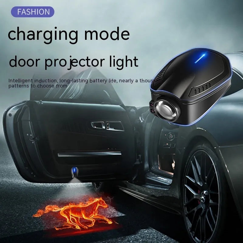 F2 car atmosphere light laser projector in bright black finish with ABS housing, 5V USB powered
