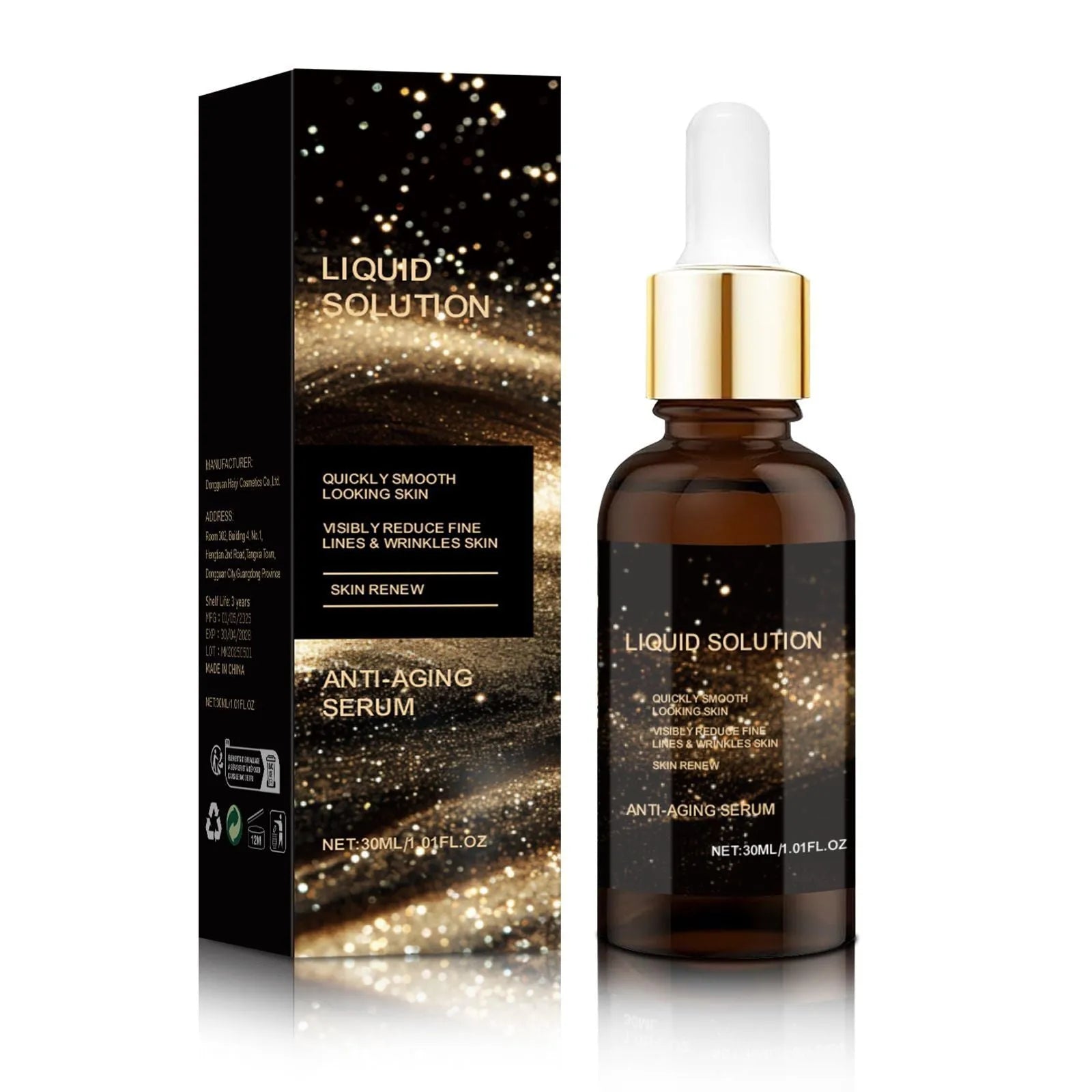 30ml facial moisturising liquid bottle with hyaluronic acid formula