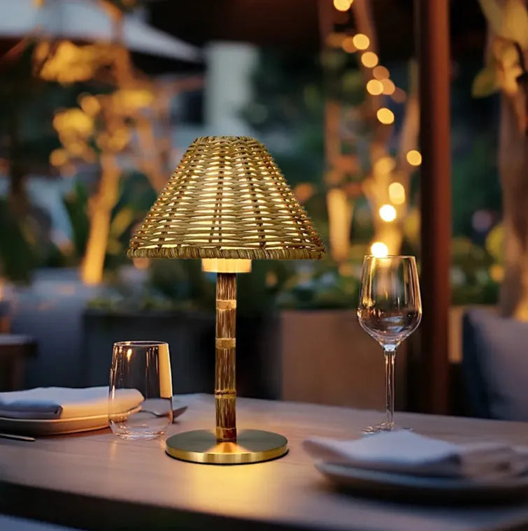 Gold alloy LED desk lamp with 3W warm white light, Type-C charging port visible on base