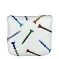 Square PU leather putter protective sleeve with rocket pattern in black and white