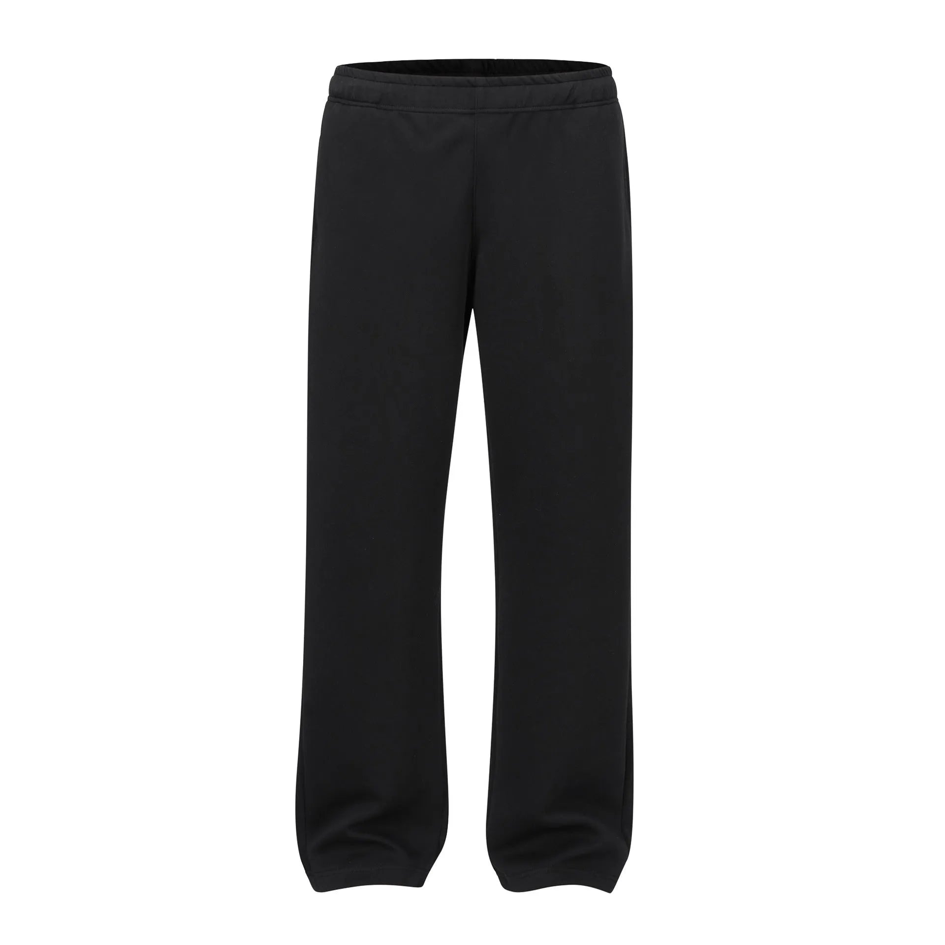Men's solid colour straight-leg cotton trousers with a loose wide-leg casual fit.