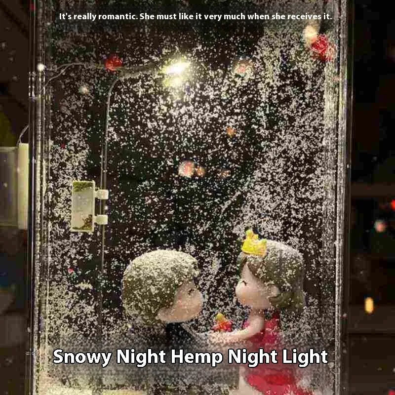 DIY snowy night light kit with LED Christmas street lights and flowing snow landscape scene