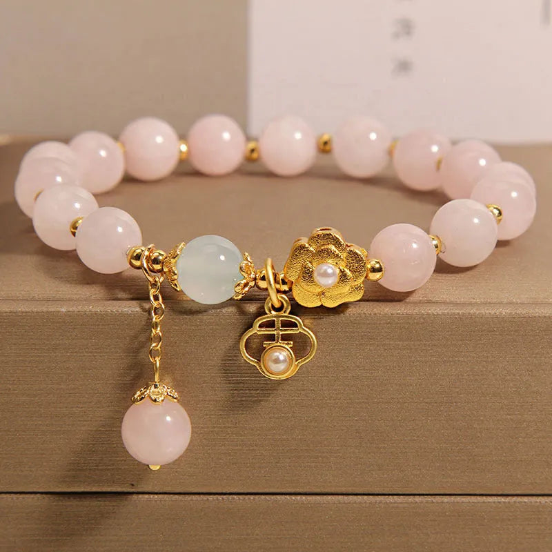 Pink crystal flower bracelet for women's fashion jewellery