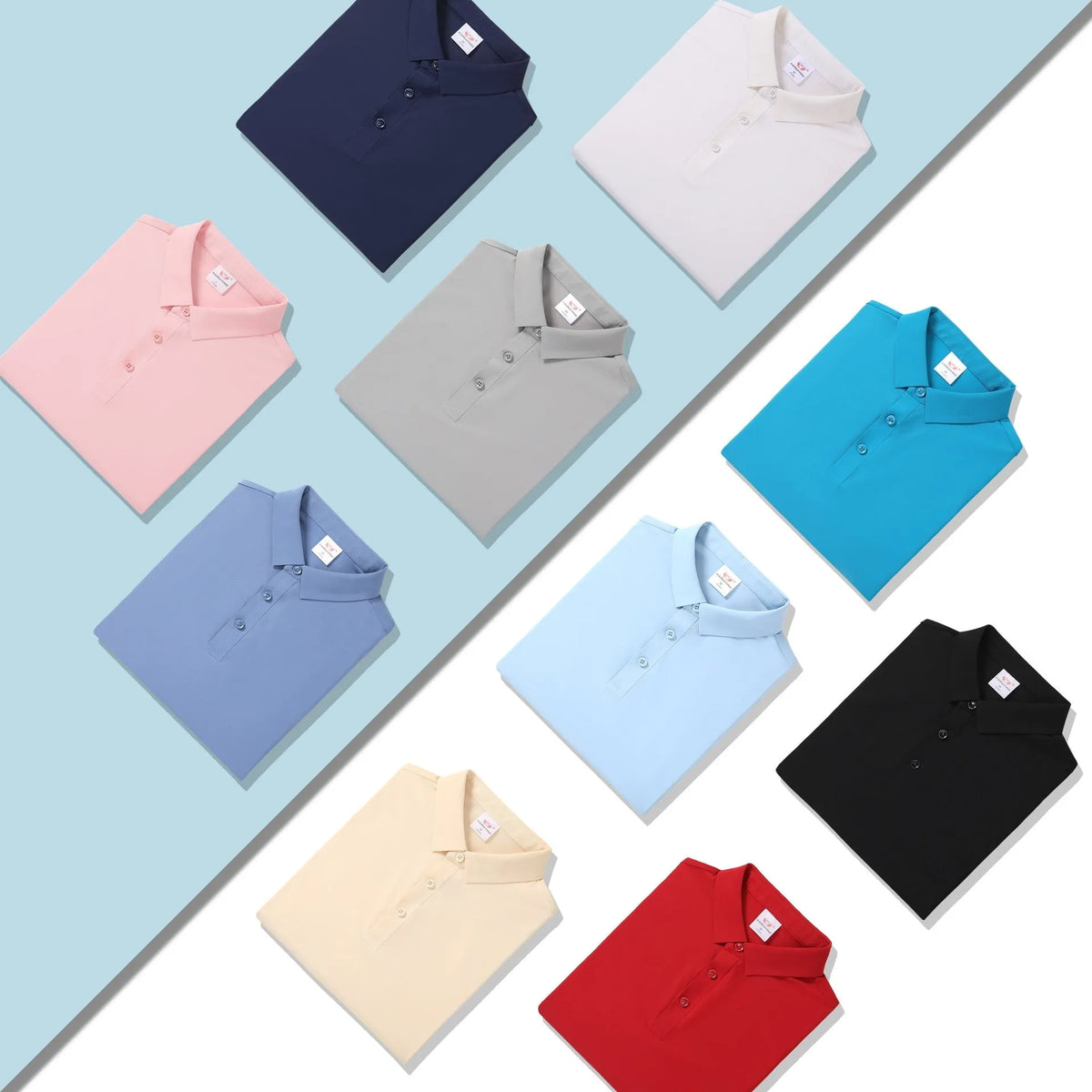 Ice silk seamless cool short sleeve polo in apricot, loose fit nylon summer top