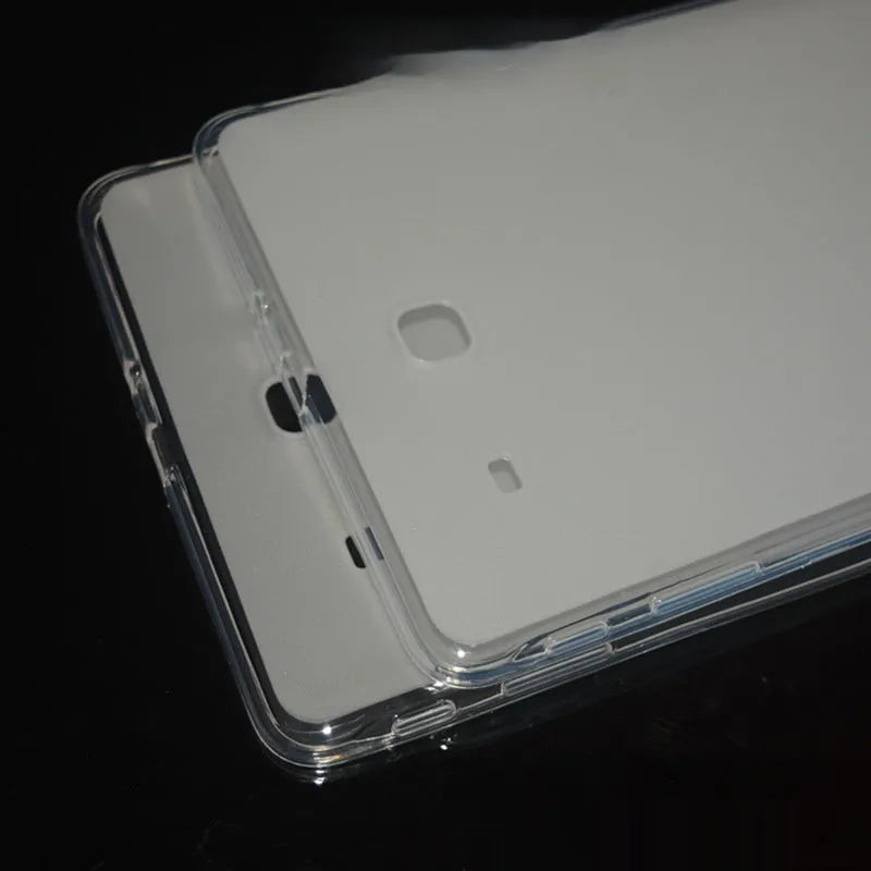 Clear ultra-thin silicone tablet protective case showing transparent white TPU material