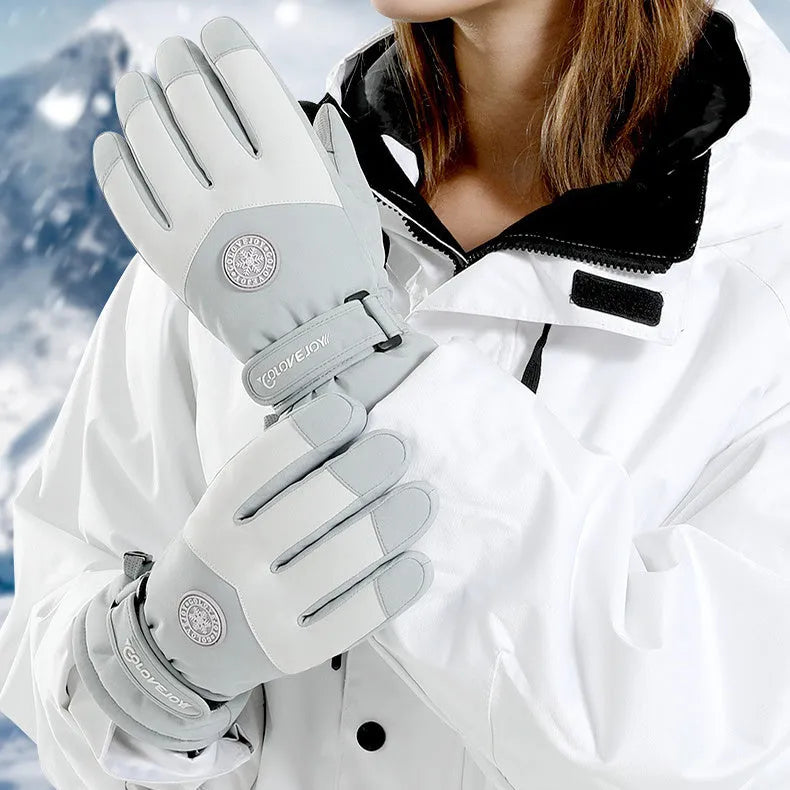 Snowflake cartoon print winter gloves, touchscreen and waterproof, one size, nylon with anti-skid palm