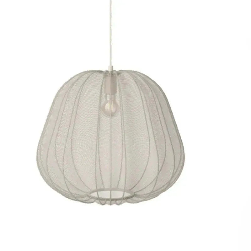 Japanese style pumpkin-shaped ceiling pendant lamp with branching arms and integrated LED lighting in grey blue finish