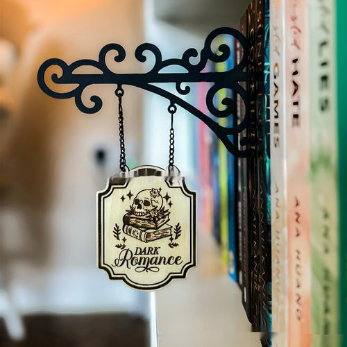 A flat, tavern-themed book nook divider ornament with a wood-effect finish, shown in design style A.