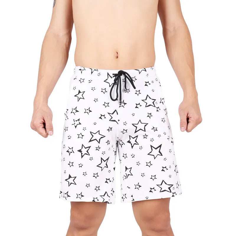 Cotton seamless men's underwear boxer shorts with dot pattern in blue, dark blue, green, red, white, black stars
