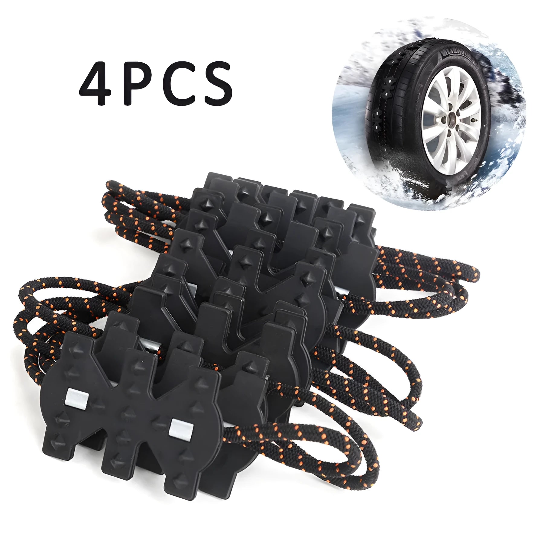 Magic Chain Black Snow Chain set of four emergency snow chains for car tyres 165-285mm