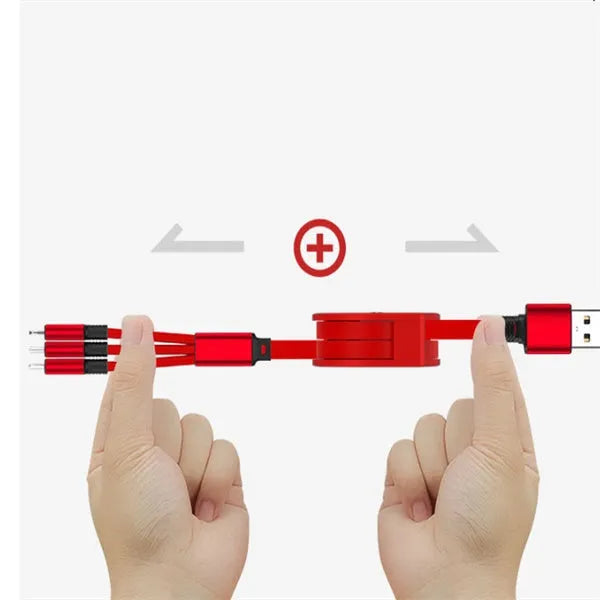 3-in-1 telescopic charging cable extended to 120 cm with titanium alloy connectors