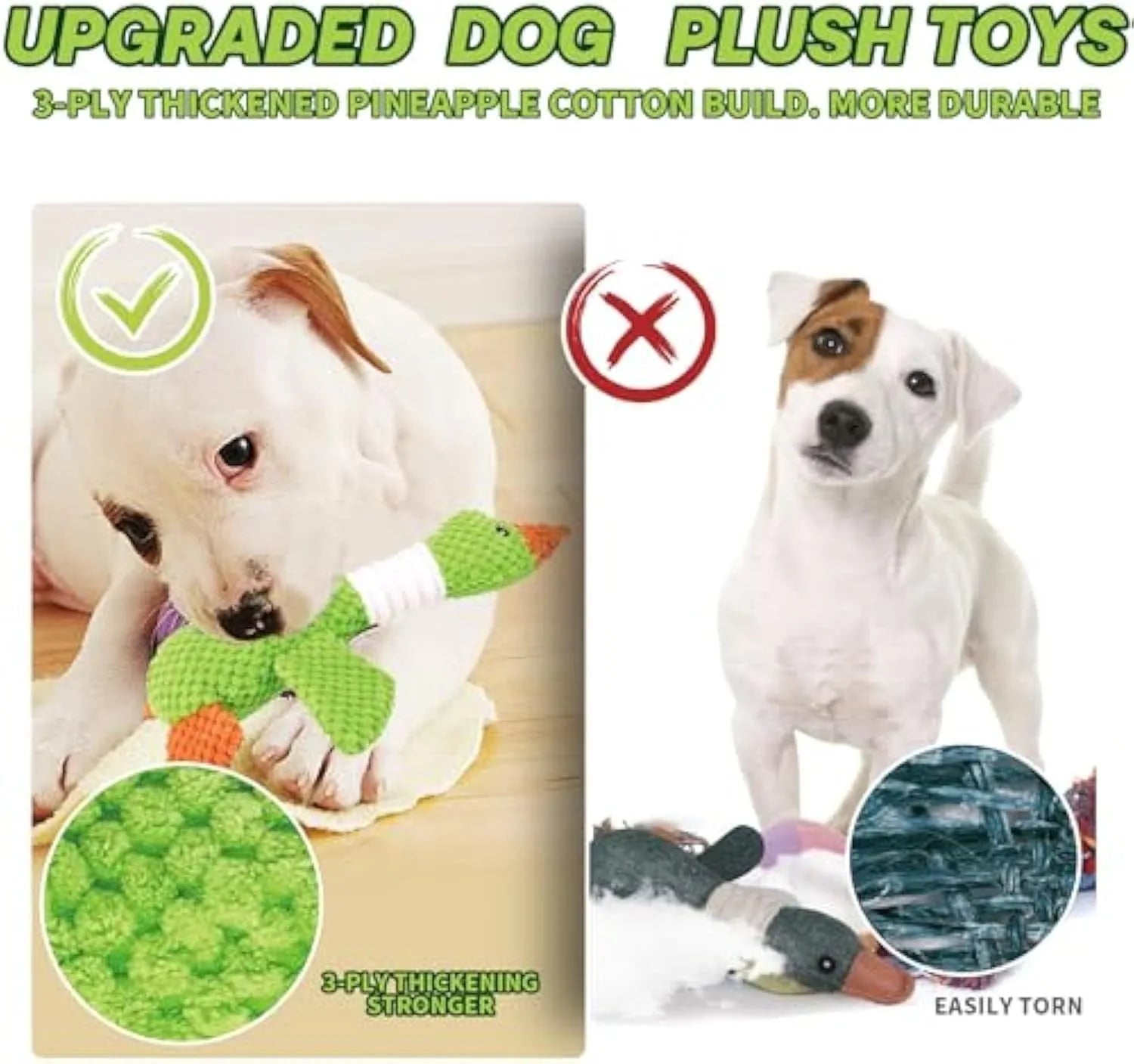 Blue duck-shaped dog plush toy with squeakers for large breed puppies