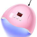 Pink 54W UV LED nail lamp with LCD display and infrared sensor for fast nail drying