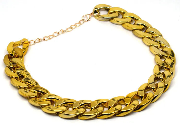 Geometric plastic resin dog collar chain necklace in gold or white on a small dog model