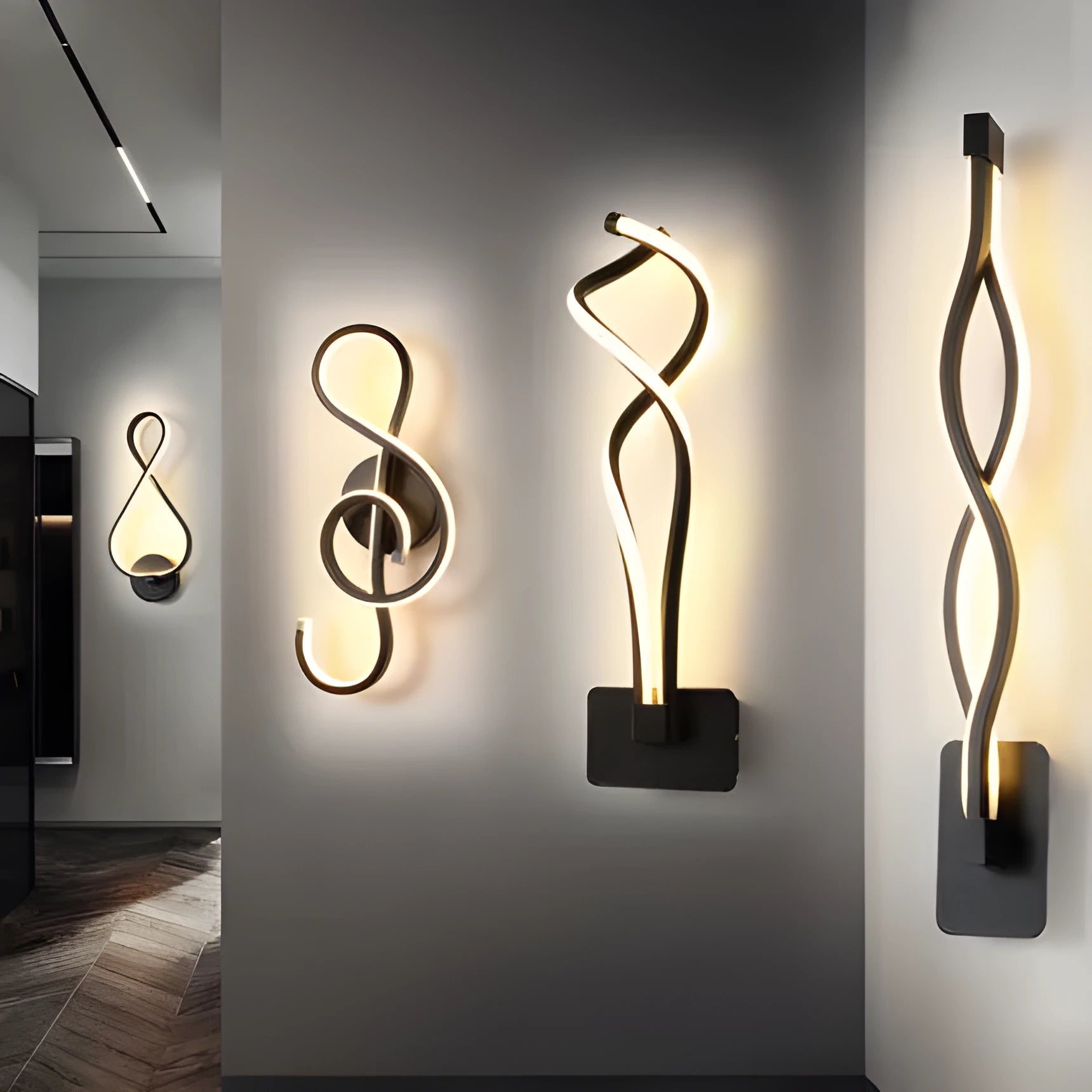 Minimalist Nordic design LED wall lamp with a silicone shade, mounted on a bedroom wall.