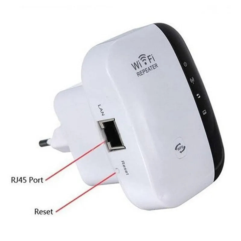 WiFi repeater signal amplifier 300Mbps 2.4GHz 802.11n white and black 75x90mm