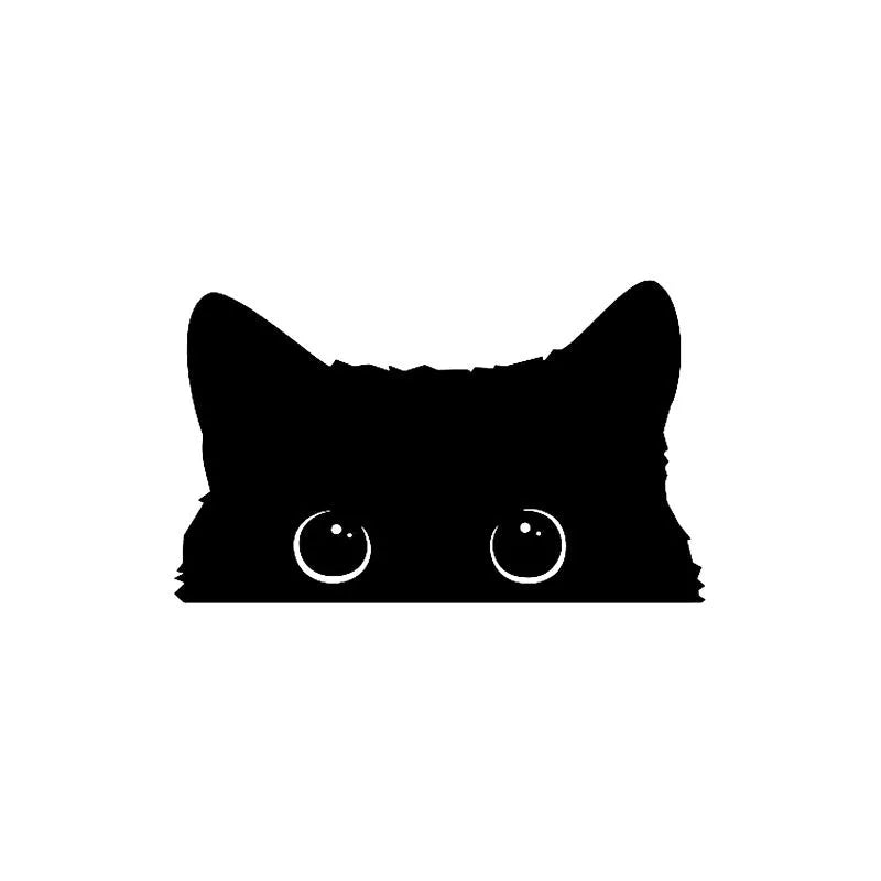 Cartoon black cat car sticker 15x9cm black paper decal vehicle