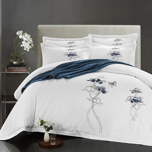 Four-piece 100% pure cotton bedding set with plain pattern, 60-thread-count twill weave, reactive dyeing, in 200x230cm size