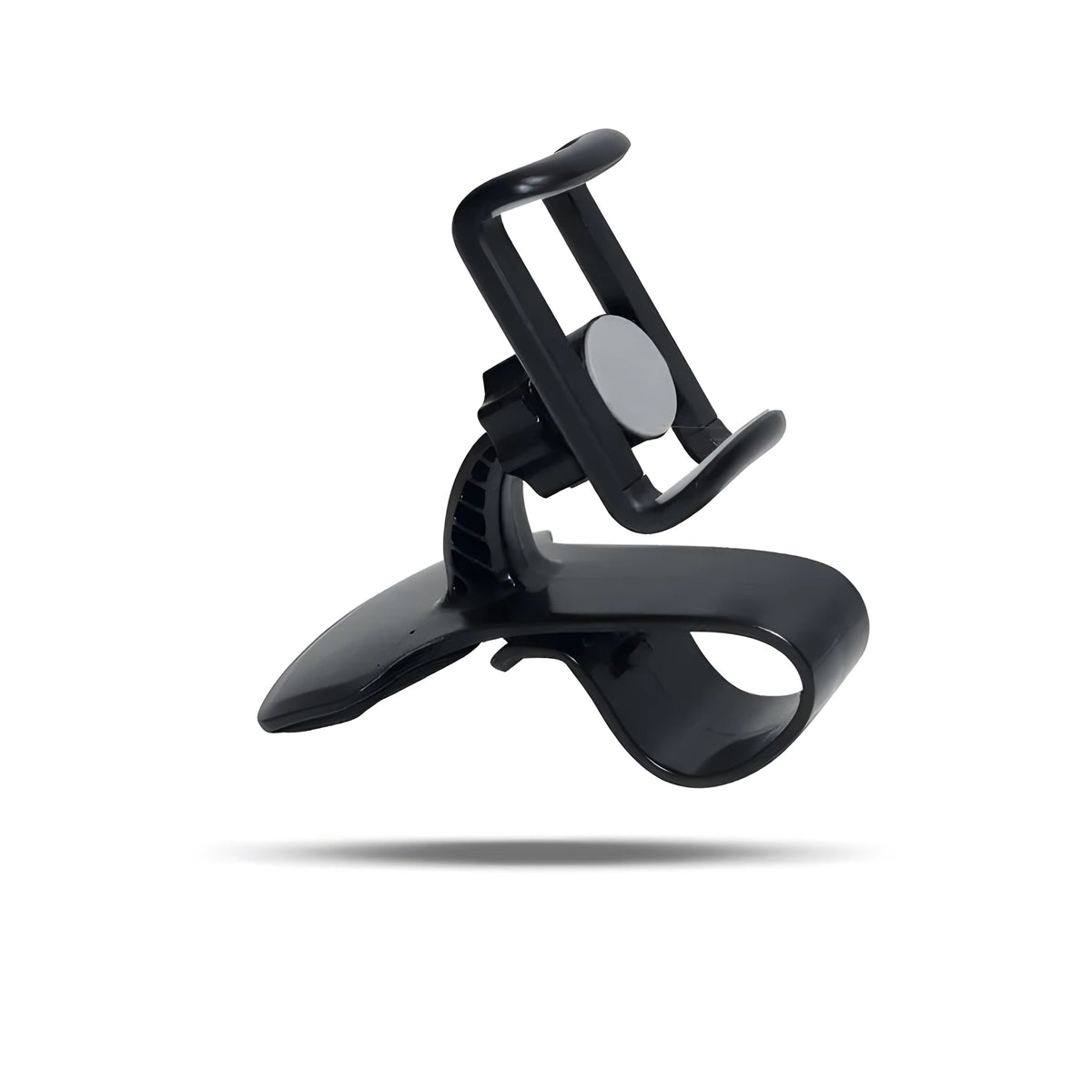 Black grey ABS plastic car pull clip phone holder with direct view, 360-degree rotation and 60-degree tilt