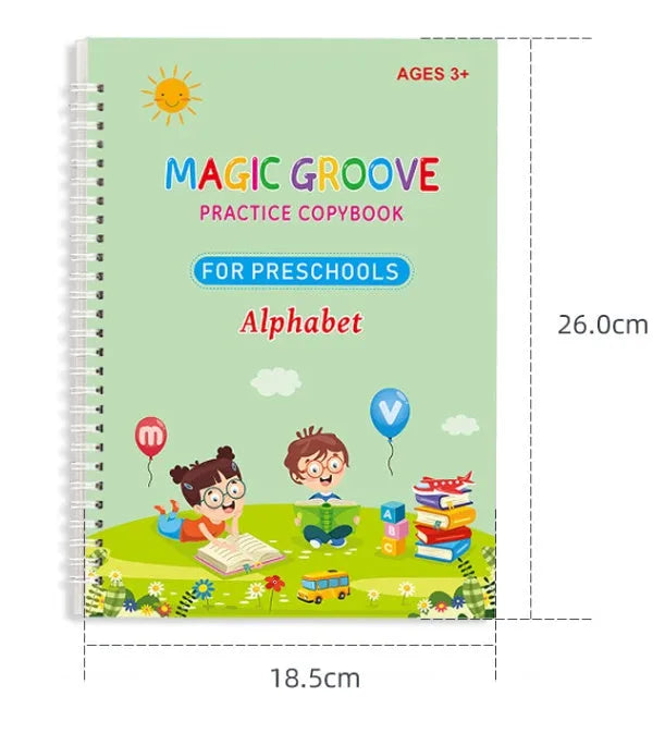 Children's English groove magic calligraphy practice set with double-sided boards and fountain pen