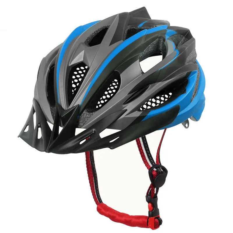 Outdoor riding bicycle helmet in EPS material black and blue colour one size fits most adults