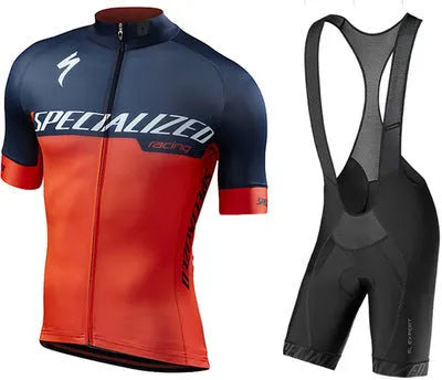 Summer cycling suit with UV protection, short-sleeved jersey and shorts set, available in multiple sizes and styles