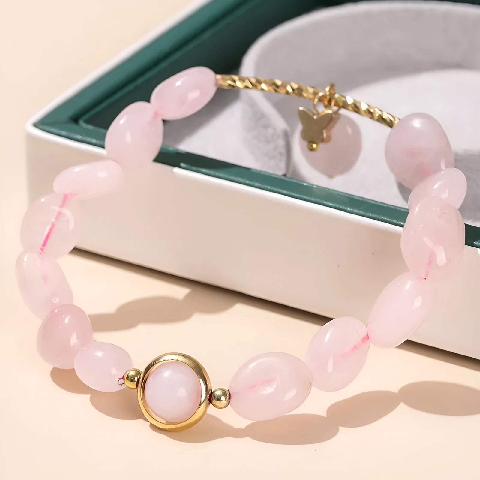 Crystal agate bracelet with round natural gemstone beads in fruit, bow and animal shapes