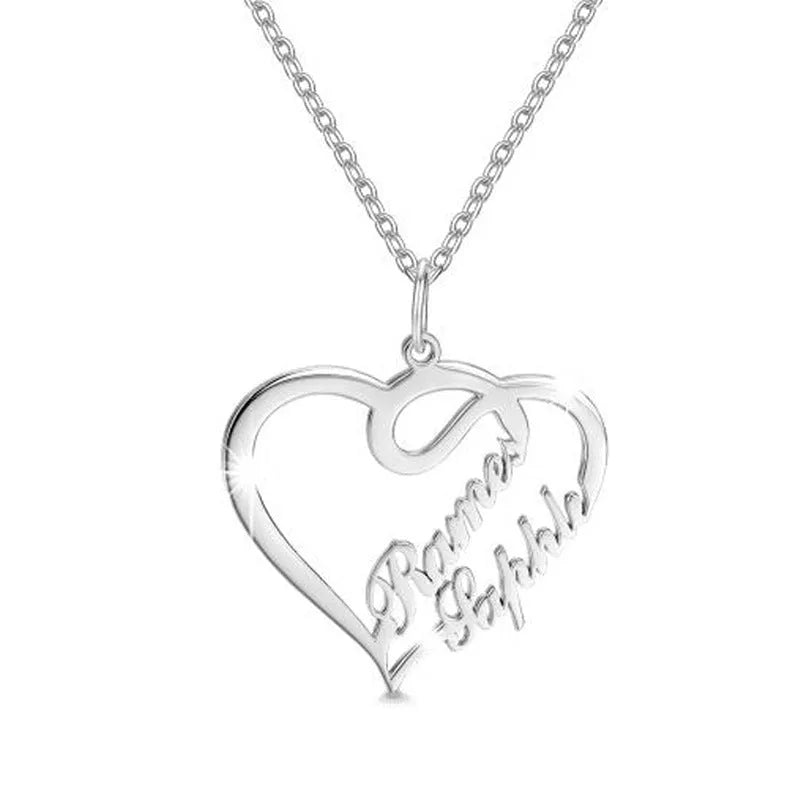 Custom heart shaped letter necklace in 925 silver with gold finish pendant