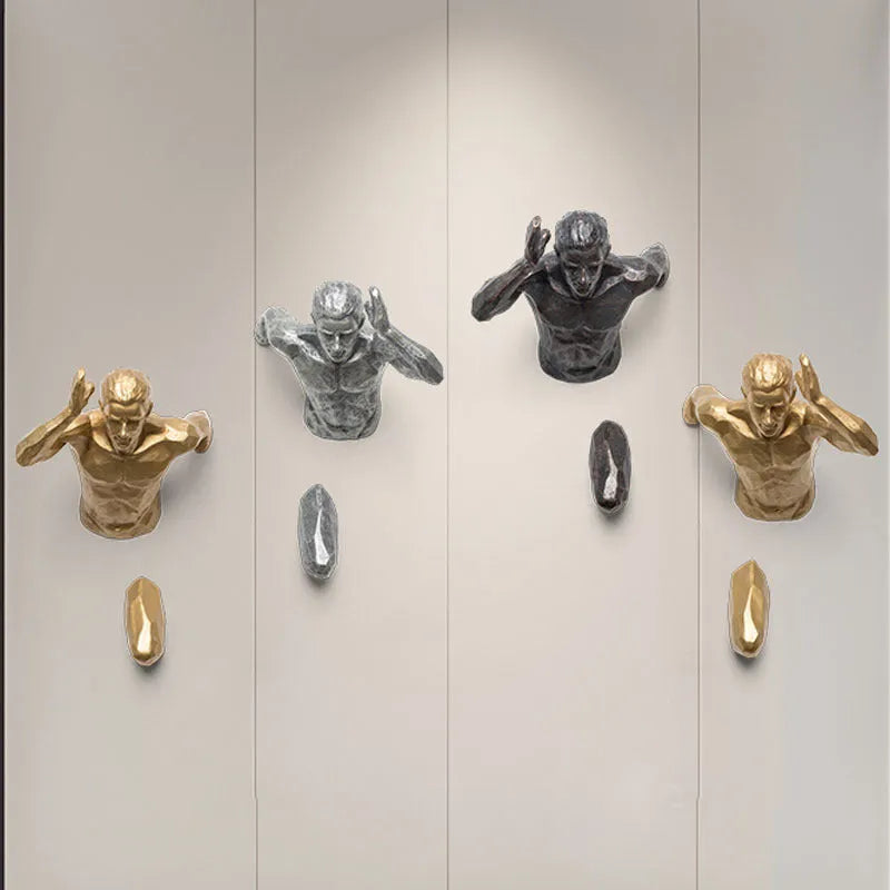 Modern solid resin character wall hanging decoration in a minimalist style