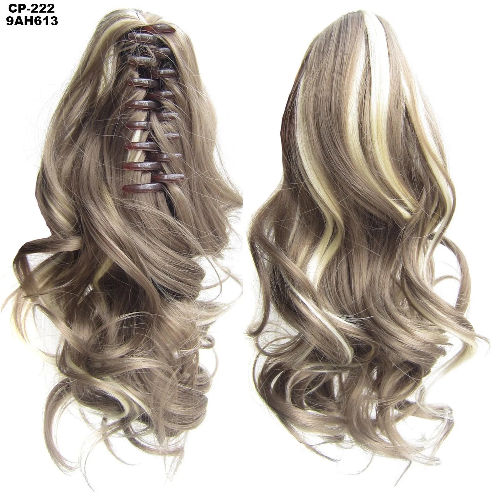 Long wave ponytail wrap around clip in hair extension 40cm chemical fiber natural wave grey hairpiece