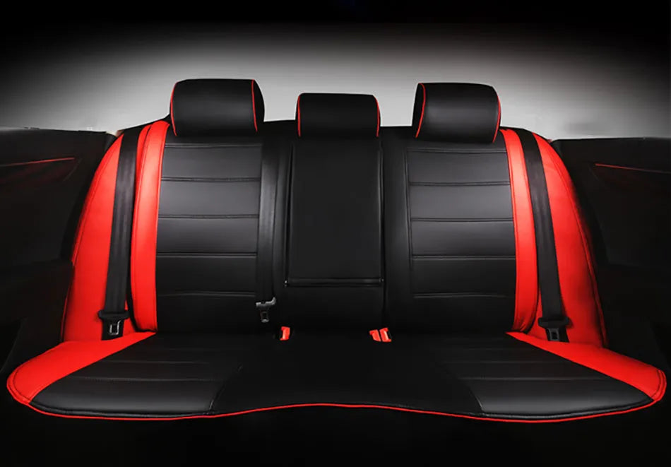Genuine cow leather car seat cover in beige and black with red accent colour options