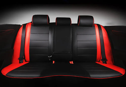 Genuine cow leather car seat cover in beige and black with red accent colour options
