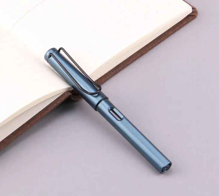 Black and blue fountain pens with frosted ink bag section and choice of 0.38mm or 0.5mm nib.