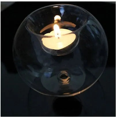 Handmade hot glass round hollow candle holder in Europe style