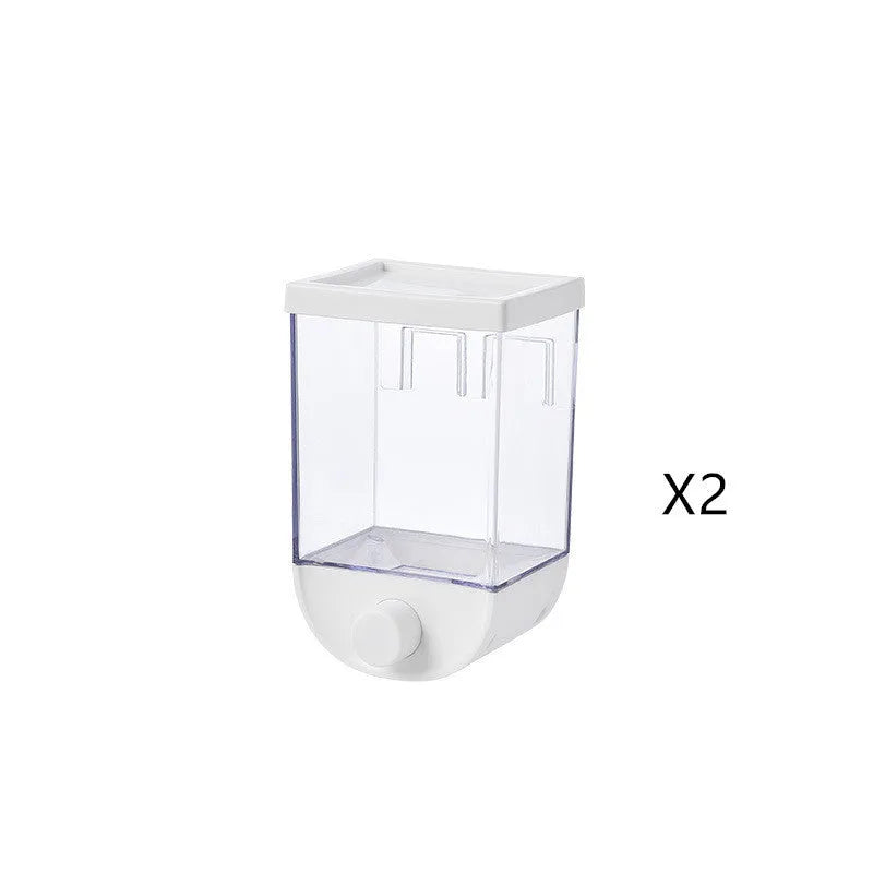 White transparent ABS plastic food storage container with easy-press lid for cereals and dry goods.