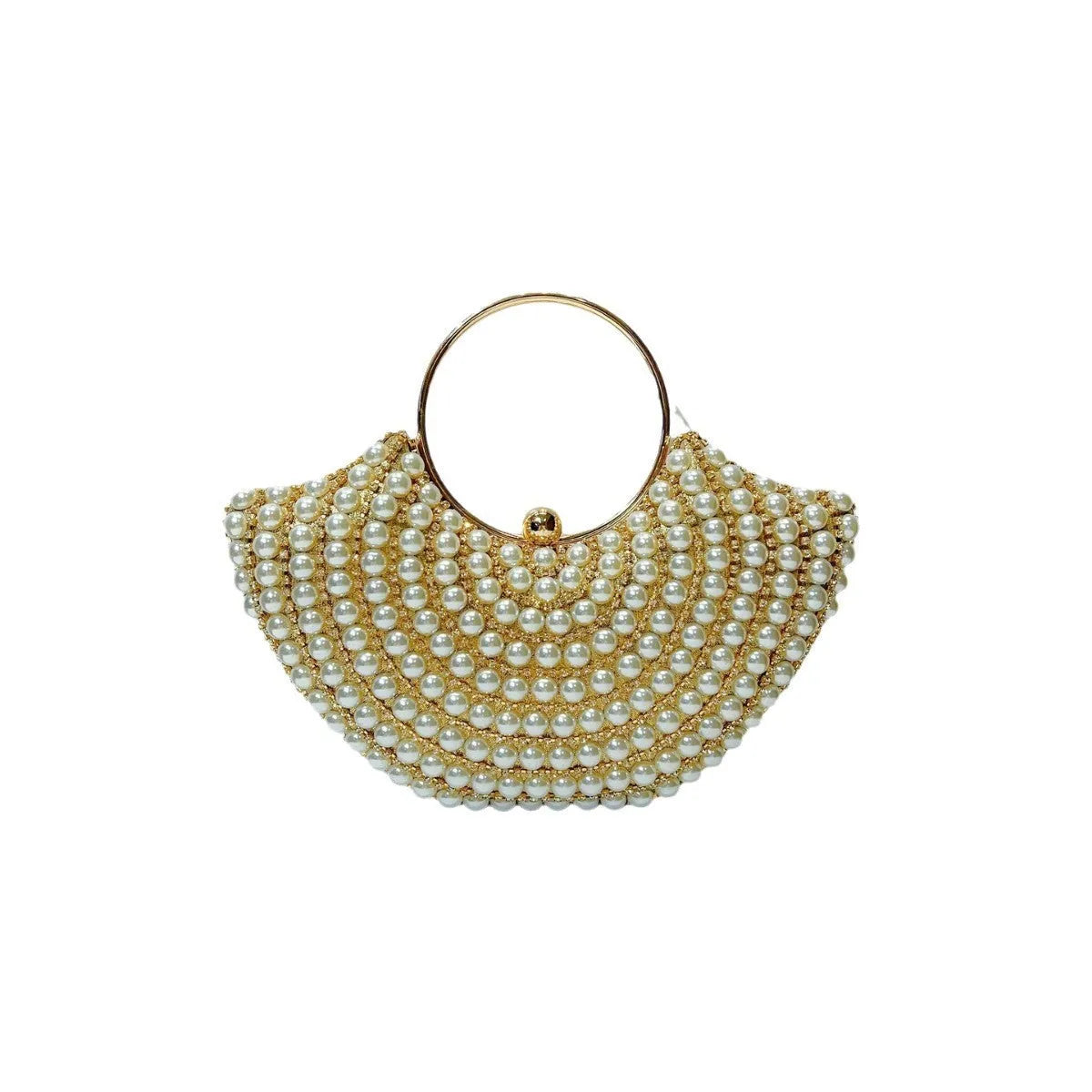 Gold and silver polyester crossbody handbag with diamond detail and hard pillow shape