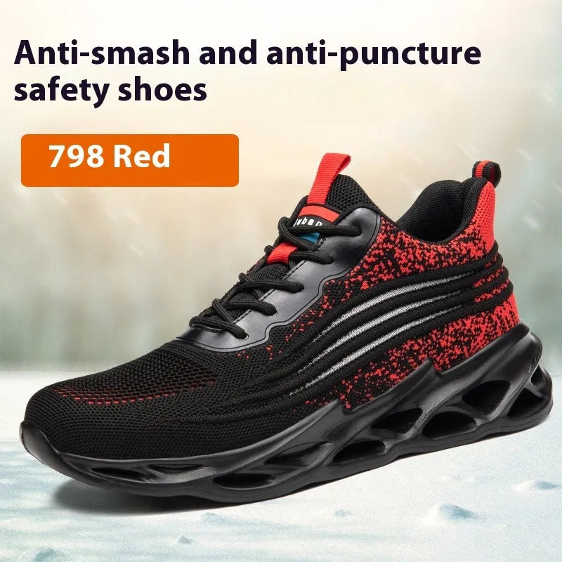 Brown leather labour protection safety shoes with rubber sole, shown on a white background.