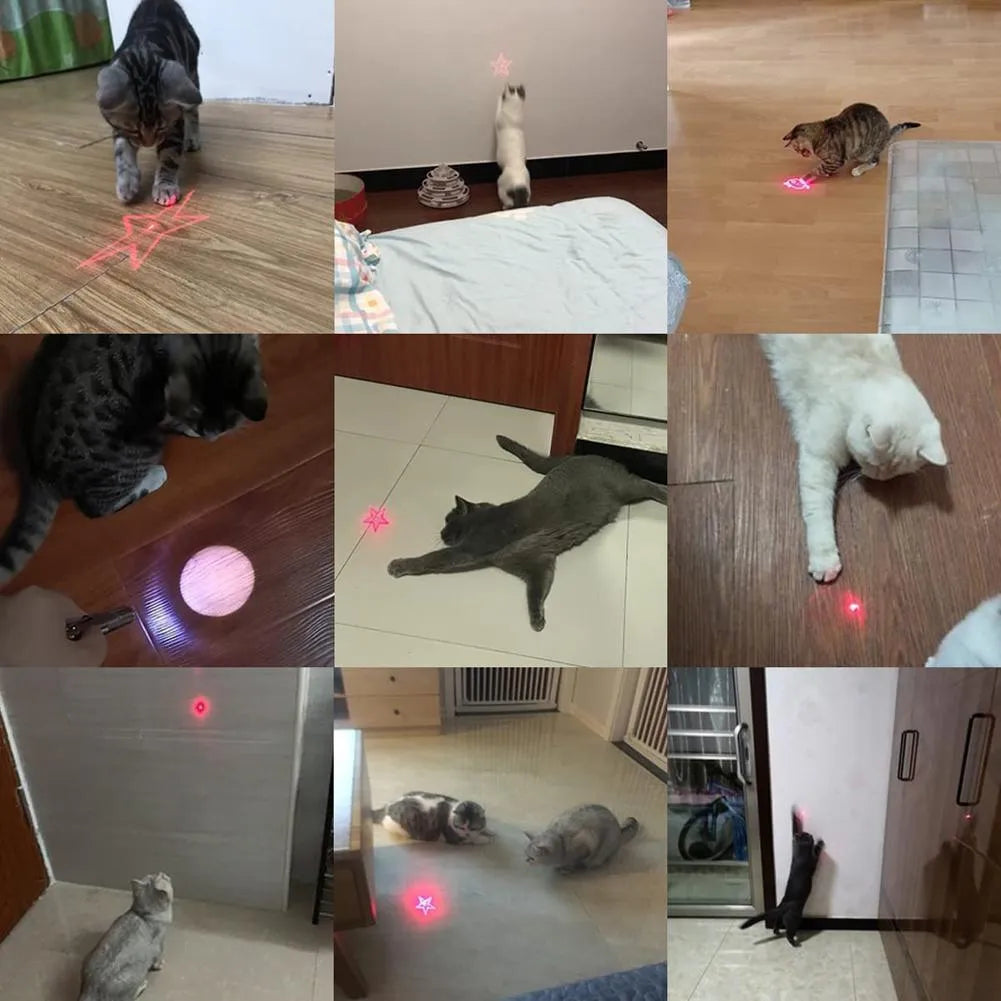 Pink and black USB rechargeable infrared cat teaser toy with keychain measuring 5cm