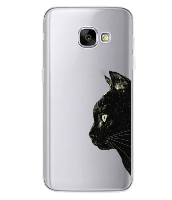 Ultra-thin soft plastic cartoon cat phone case in black for Samsung Galaxy S9