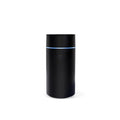 Mini USB aroma diffuser with ultrasonic mist and RGB LED lights in black finish for car or home use