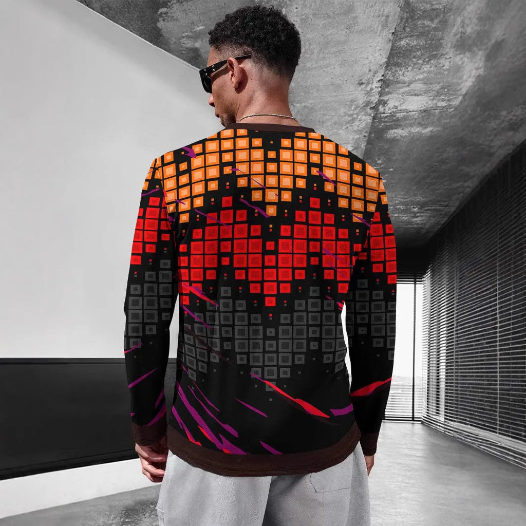 Men's long sleeve round neck milk silk pullover jumper on a hanger, multiple colour options available.