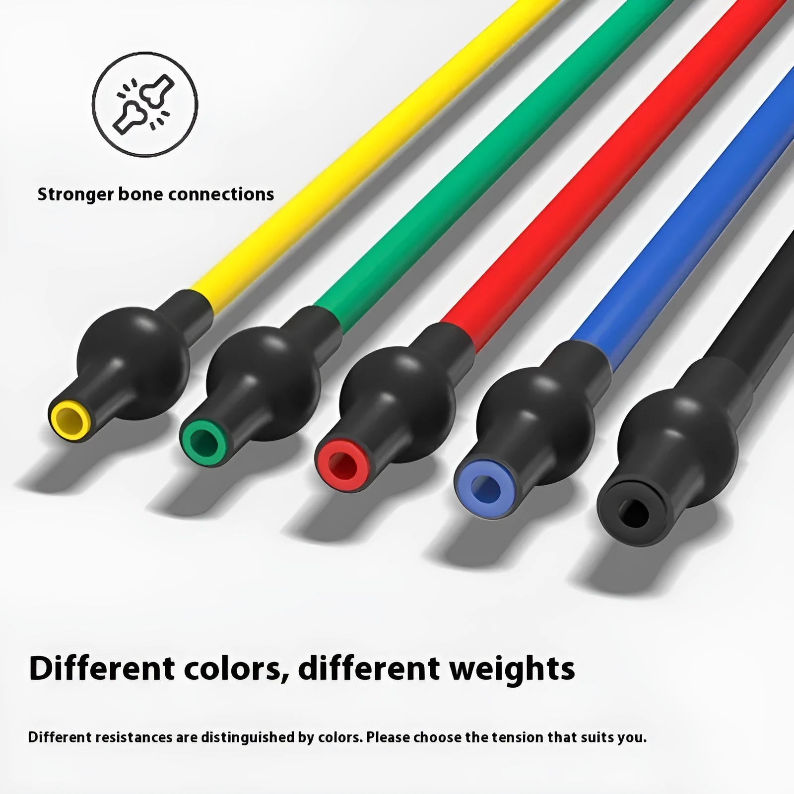 Colour-coded adjustable chest expander with TPE tension rope in five resistance levels from 10LB to 30LB