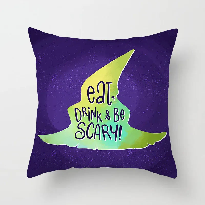 Halloween pillowcase 45x45cm in peach skin fabric with modern simple square design for living room cushion